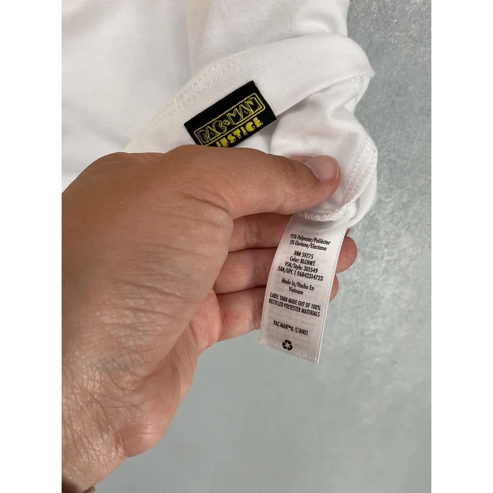 Justice Girls Pac-Man Cropped Graphic Tee White Retro Pixel Art Size M 10